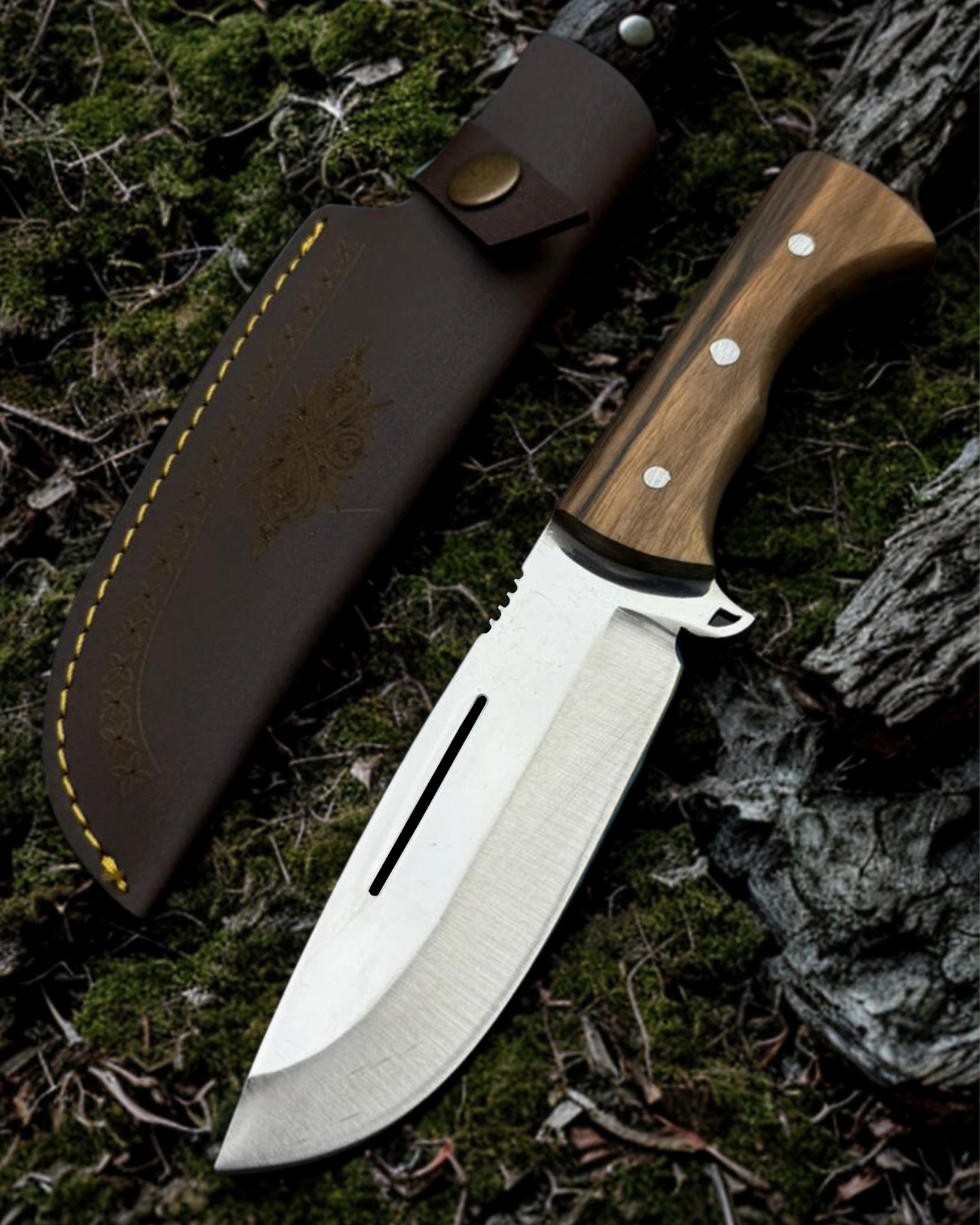 El Yapımı 22 cm Tırtırlı  Model Kamp Bıçağı BA-Ç009