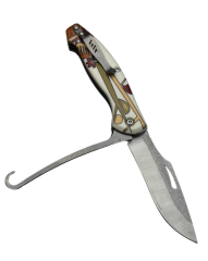 El Yapımı Beyaz Keklik - Balık Kancalı Cep Çakısı BA-Ç020