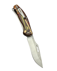 El Yapımı Kahverengi Keklik - Balık Kancalı Cep Çakısı BA-Ç021